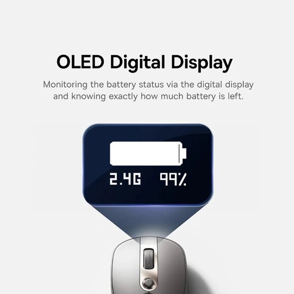 Rechargeable Wireless Bluetooth Mouse with OLED Display – Ergonomic Dual Mode - Picture 4 of 6